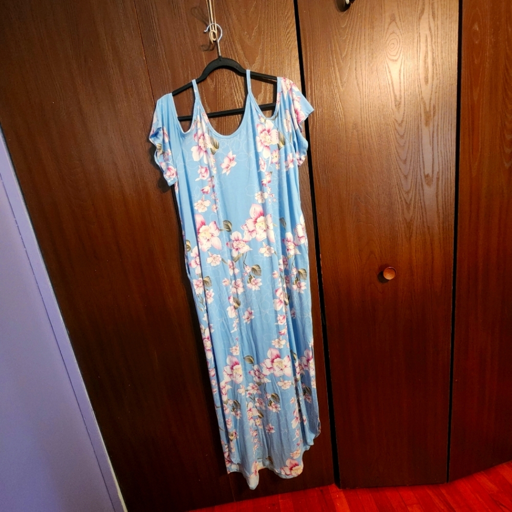 Blue Floral Maxi Dress 2X